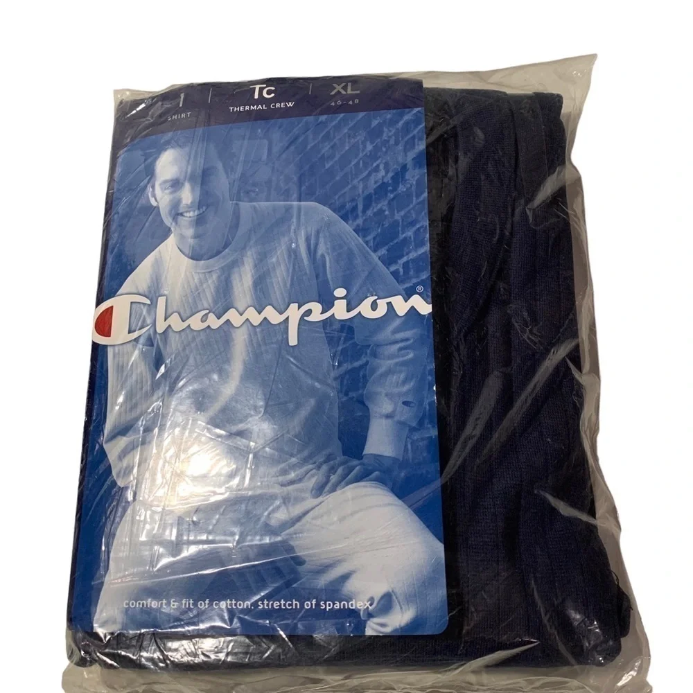 New Champion Men’s Thermal Crew Top Size XL Navy Blue BNWOT